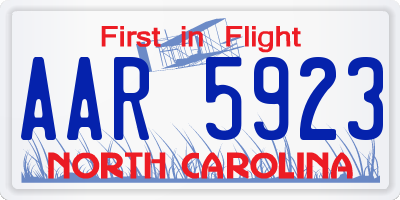 NC license plate AAR5923