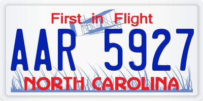 NC license plate AAR5927