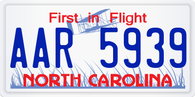 NC license plate AAR5939