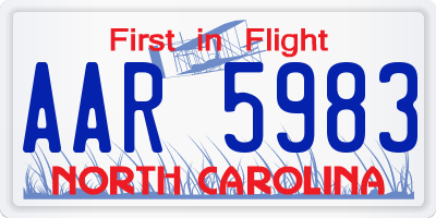 NC license plate AAR5983