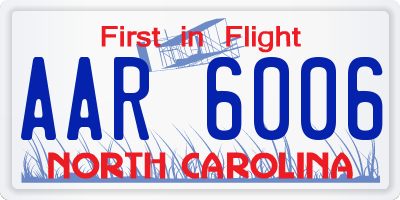 NC license plate AAR6006