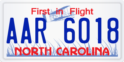 NC license plate AAR6018