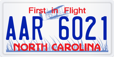NC license plate AAR6021