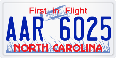 NC license plate AAR6025