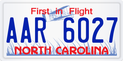 NC license plate AAR6027