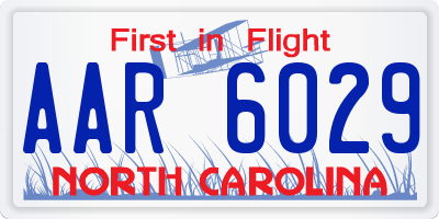 NC license plate AAR6029
