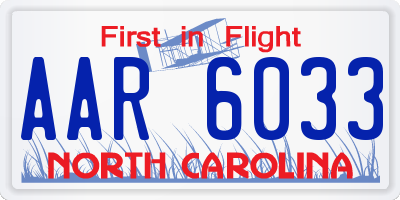 NC license plate AAR6033