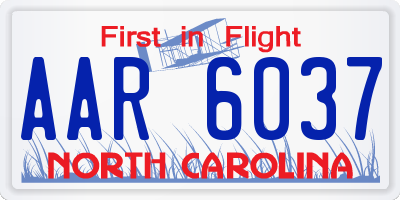 NC license plate AAR6037
