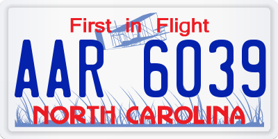 NC license plate AAR6039