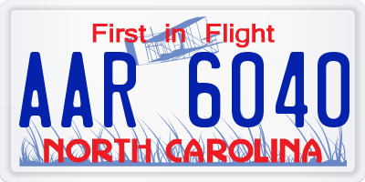 NC license plate AAR6040