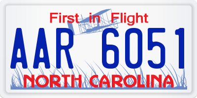 NC license plate AAR6051