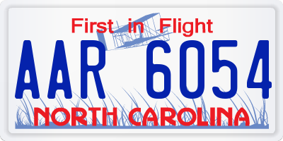 NC license plate AAR6054
