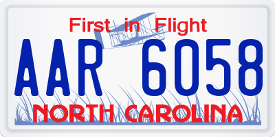 NC license plate AAR6058