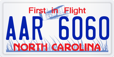 NC license plate AAR6060