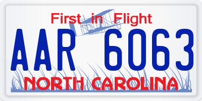NC license plate AAR6063