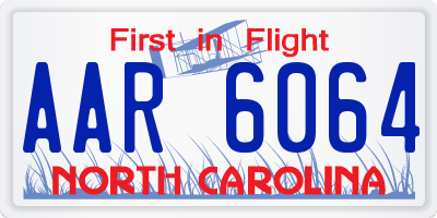 NC license plate AAR6064