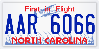 NC license plate AAR6066
