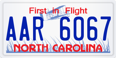 NC license plate AAR6067