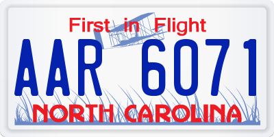 NC license plate AAR6071