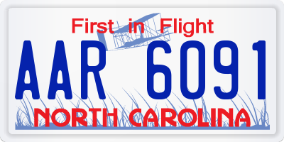 NC license plate AAR6091