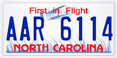 NC license plate AAR6114