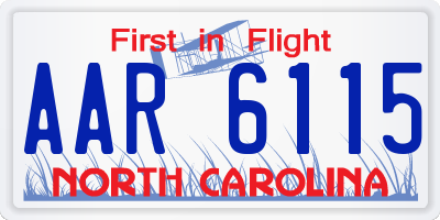NC license plate AAR6115