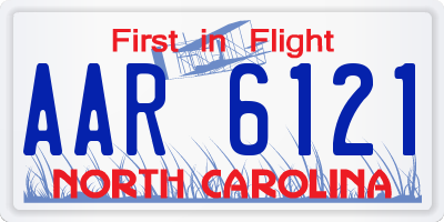 NC license plate AAR6121