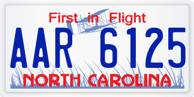 NC license plate AAR6125