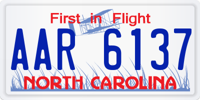 NC license plate AAR6137