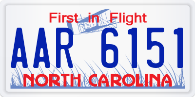 NC license plate AAR6151