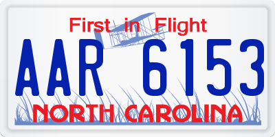NC license plate AAR6153