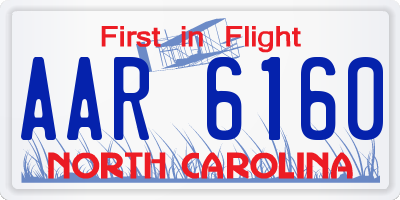 NC license plate AAR6160