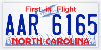 NC license plate AAR6165
