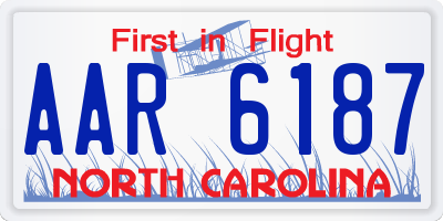 NC license plate AAR6187