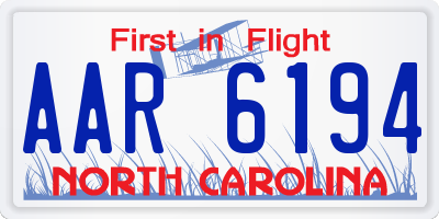 NC license plate AAR6194