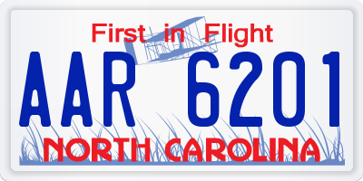 NC license plate AAR6201