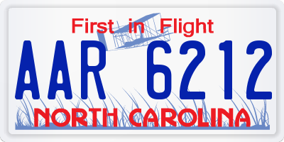 NC license plate AAR6212