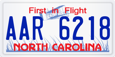 NC license plate AAR6218