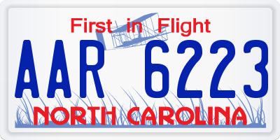 NC license plate AAR6223