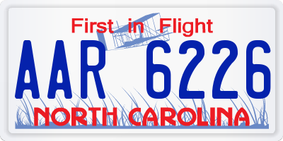 NC license plate AAR6226