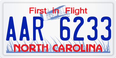 NC license plate AAR6233