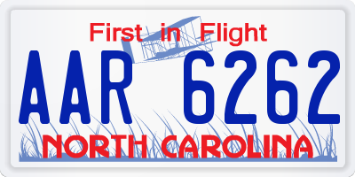 NC license plate AAR6262