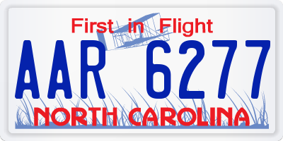 NC license plate AAR6277
