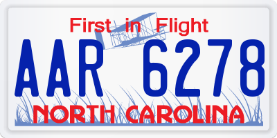 NC license plate AAR6278