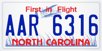 NC license plate AAR6316