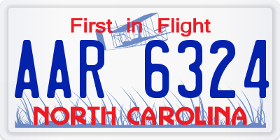 NC license plate AAR6324