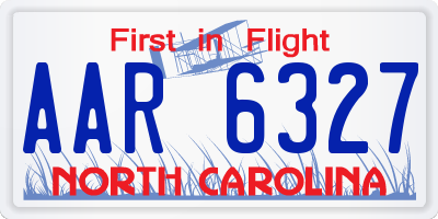 NC license plate AAR6327