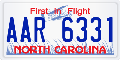 NC license plate AAR6331