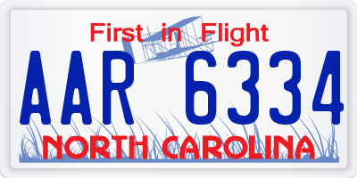 NC license plate AAR6334