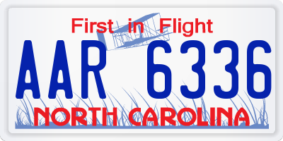 NC license plate AAR6336